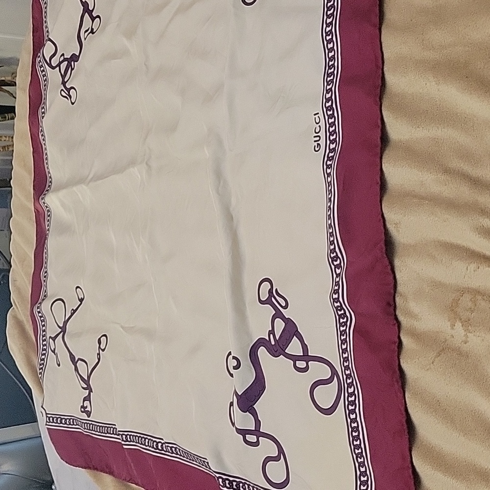 Gucci Purple and Cream Equestrian Scarf